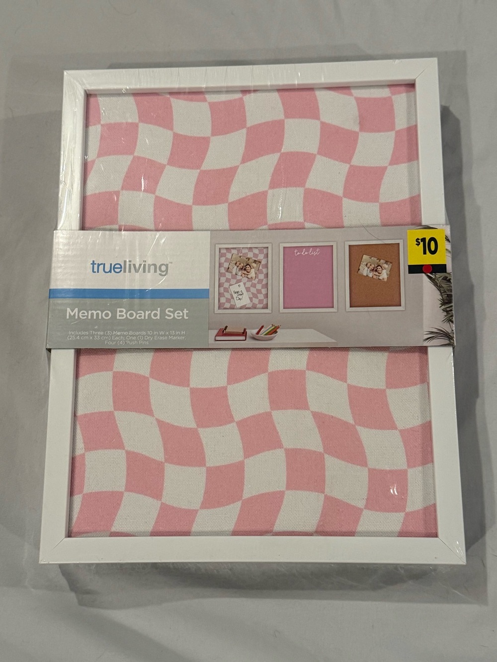 TrueLiving Pink Checkerboard Memo Board - Framed Wall Accent